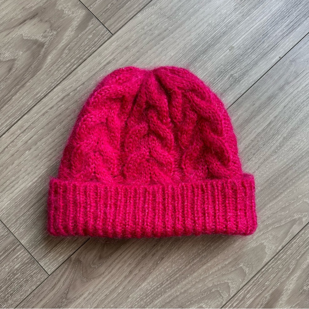 COS Cable Knit Beanie Mohair Wool Blend